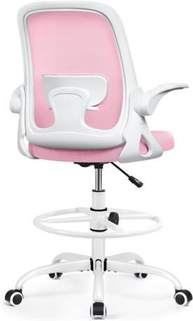 Winrise Drafting Chair, Pink, Adjustable