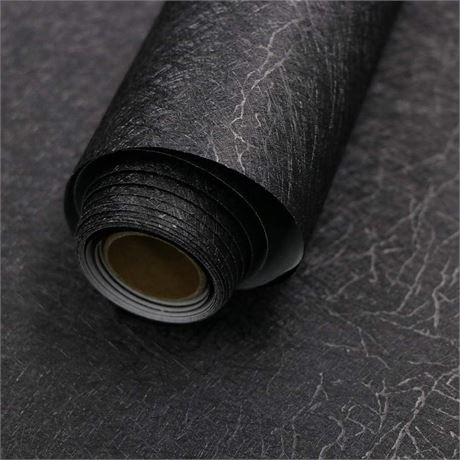 Black Peel-Stick Embossed Adhesive Wallpaper