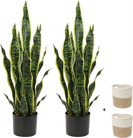 2 Set Large 25 Inch Artificial Snake Plant