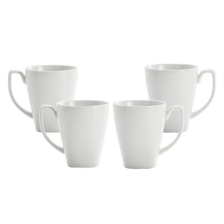 White Porcelain Ceramic Mugs, 12oz, Set of 4