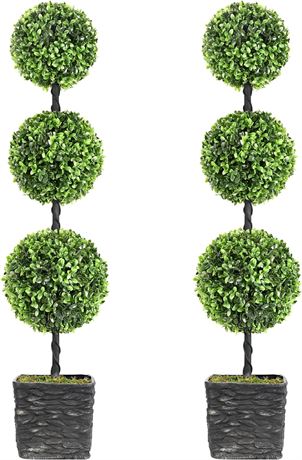2 Pk 3FT Artificial Boxwood Topiary, 36IN