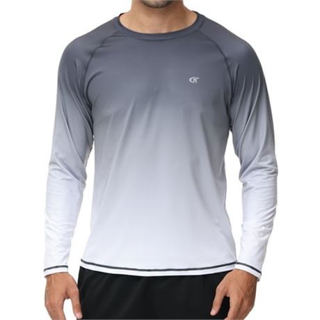 Men's Long Sleeve Swim Shirt, Gray XL