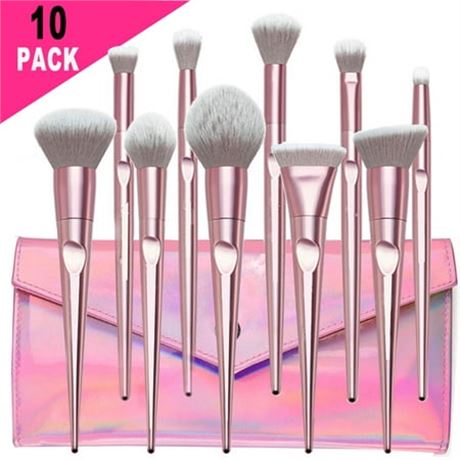 HKEEY Makeup Brushes, 10pcs Set with Laser Bag