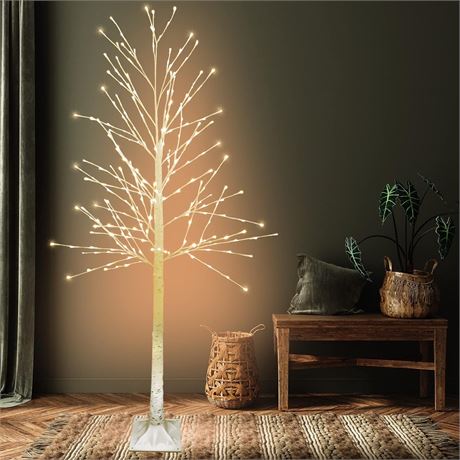 240LED Warm White Lighted Birch Tree, 72in