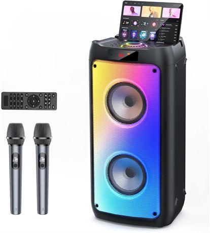 Karaoke Machine, 2 Mics, Bluetooth Speaker