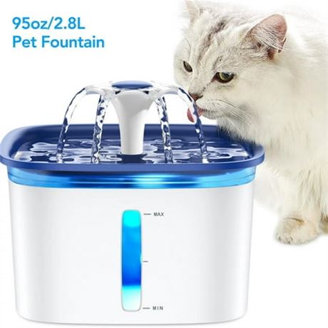 95oz/2.8L Pet Fountain with Smart Pump,Blue