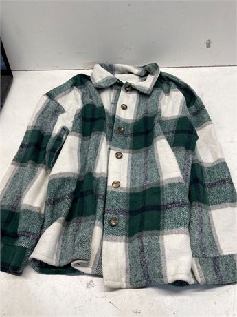3XL Green Plaid Soft Sherpa Button-Up Flannel