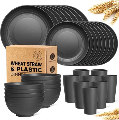 Teivio 32-Pc Wheat Straw Dinnerware Set