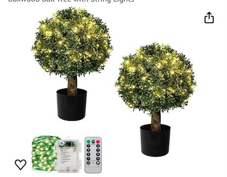 2FT Artificial Boxwood Topiary Ball, Fake UV-Resistant Outdoor Plants for Greene