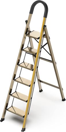6 Step Ladder for 12ft Ceiling, Brown Gold
