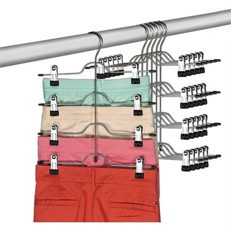 Zober 4 Tier Skirt Hanger with Clips (6 Pack)