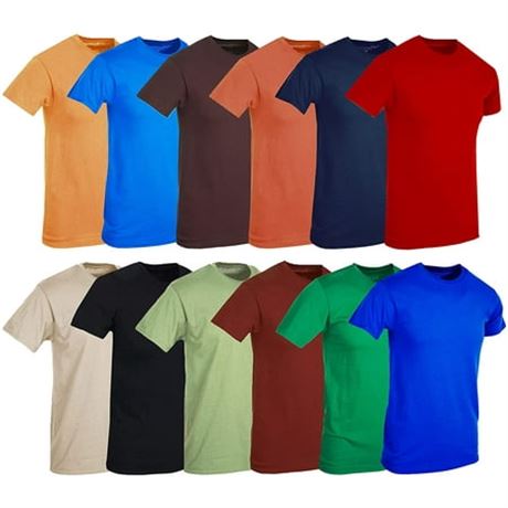 Mens Cotton Crew T-Shirts, Mix, 12Pk, S