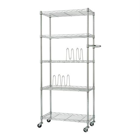 5-Shelf Steel Pantry Organizer, Shelf Dividers