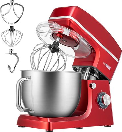 VIVOHOME 7.5Qt Stand Mixer, 660W 6-Sp. Red